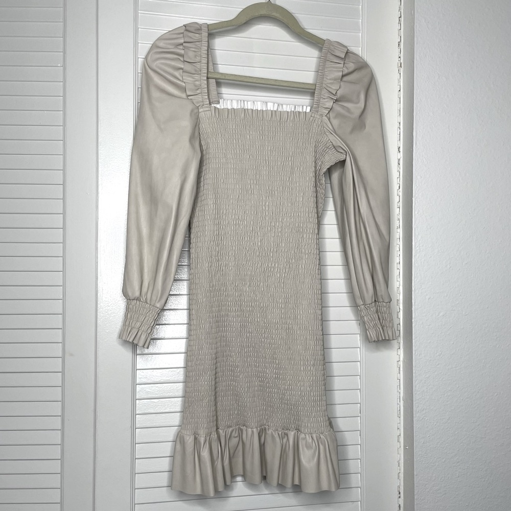7 For All Mankind Faux Leather Dress in Bone Color